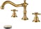 gotonovo Widespread Bathroom Faucet Double Handle Mixer Tap for Bathtub Brushed Gold Antique Brass Three Hole Deck Mount Hot Cold Water Matching Pop Up Drain with Overflow