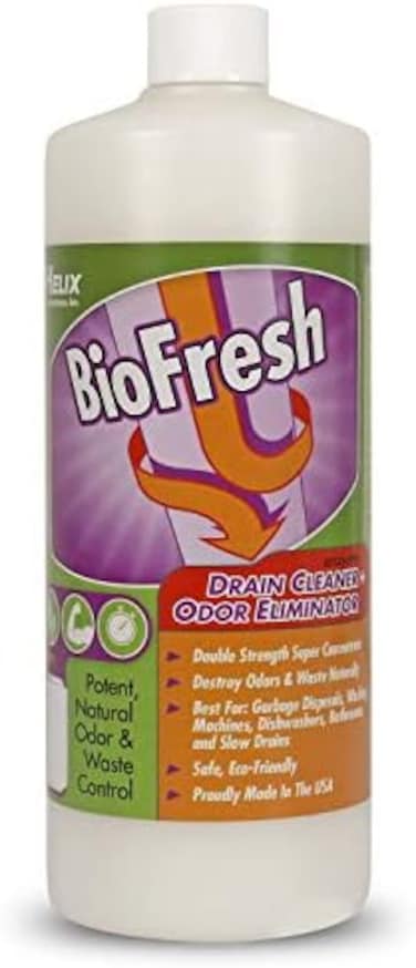 HELIX LABORATORIES, INC. BioFresh - Enzyme Drain CleanerSmell Remover for Garbage Disposals, Fruit Flies, Shower, Washing MachinesSlow Drains - Sink Drain Clog RemoverOdor Eliminator - (32oz