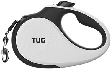 TUG Patented 360 Tangle-Free, Heavy Duty Retractable Dog Leash With Anti-Slip Handle; 16 ft Strong Nylon Tape/Ribbon; One-Handed Brake, Pause, Lock