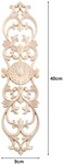 MUXSAM Wood Onlays Appliques, Long Wooden Carved Overlays Furniture Center Carvings Decals for Cabinet Closet Door Wall Dresser DIY Crafts Project(2-Pack, 40x9cm/15.8"x3.6