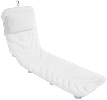 Idle Hippo Full Body Bath Pillow for Bathtub, Non-Slip Bath Pillows for Tub, Spa Bathtub Pillow Cushion for Headrest Neck Shoulder and Back Rest Support，Relaxation Spa Accessories-50 x 15" (White