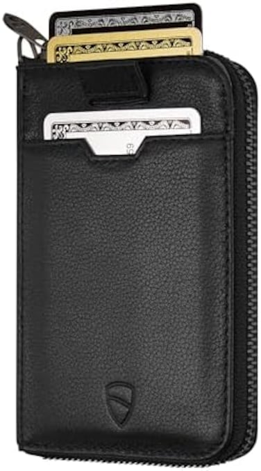محفظة Vaultskin Notting Hill بسحاب مع حماية RFID (أسود)