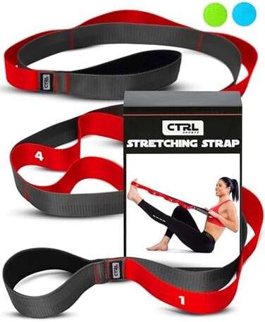CTRL Sports Stretching Strap with Loops - Non Elastic Stretch Band for Physical Therapy, Yoga Strap for Stretching Equipment, Stretch Bands for Exercise and Flexibility - Fascia, HamstringLeg Stretche