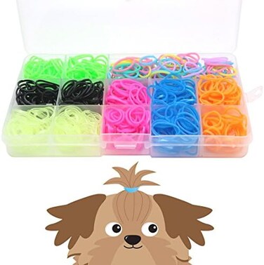 YOY 3/4inch Pet Dog Stretchy Rubber Bands, 600/Box- Puppy Elastics Ties Pony Tail Holders Hair accessories for Doggy Grooming Top Knots Ponytails Braids and Dreadlocks