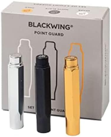 Blackwing Point Guards - Set of 3, Protects Pencil Points, Mixed Color Pack (Gold, Silver, and Black, Lightweight Machined Aluminum