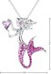 luomart Fashion Mermaid Birthstone Necklace Jewelry White Gold Plated Austrian Crystal Pendant Gift for Girls Women, Rhinestone, Rhinestone