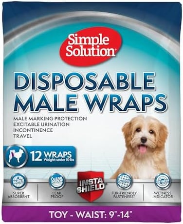 Simple Solution Disposable Male Dog Wraps, Waist 9"-14", XS