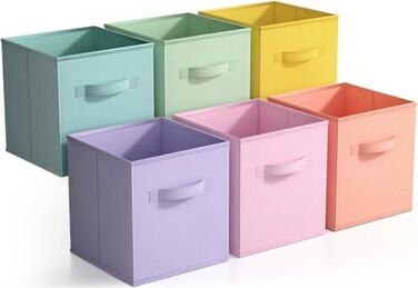 Sorbus Foldable Storage Cube Basket Bin - Great for Nursery, Playroom, Closet, Home Organization (Pastel Multi-Color, 6 Pack