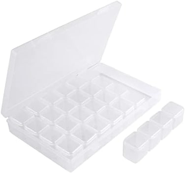 Segbeauty Gem Organizer, Clear Bead Container 28 Compartments with Secure Lids, Removable Tiny Jewelry Storage Box, Transparent Jewelry Organizer for Seeds Craft Making Accessories