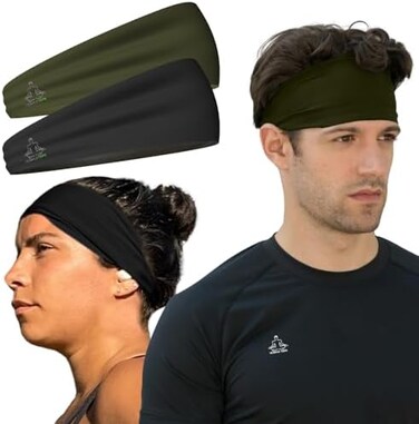 Temple Tape Headbands for Men and Women - Mens SweatbandSports Headband Moisture Wicking Workout Sweatbands for Running, Cross Training, Yoga and bike helmet friendly