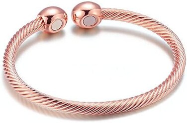 NewZenro Elegant Magnetic Bracelet Copper Therapy Magnets Bangle for Arthritis Pain for Women Men Gifts for Father's Day (Rose Gold
