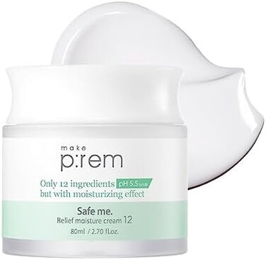 MAKE P:REM Safe me. Relief moisture cream 12, pH balanced Hydrating and Nourishing Moisturizer for Acne-prone Dry Sensitive skin and All Skin Type, FragranceParabens Free 80ml, 2.70 fl.oz.