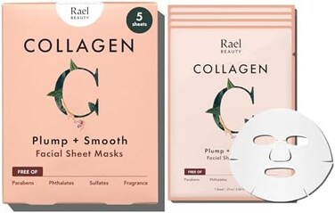 Rael Bamboo Face Sheet Mask - (Collagen, 5 SheetsYouth Island Real Natural Facial Mask With Collagen Essence For Wrinkles and Aging Skin by Rael