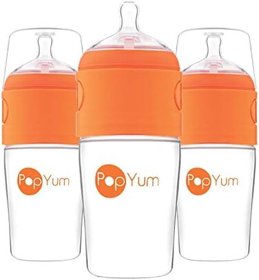 PopYum 9 oz Anti-Colic Formula Making/Mixing/Dispenser Baby Bottles, 3-Pack