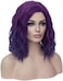BERON Purple Wigs Women Short Curly Wavy Shoulder Length Hair Wig Girls 14" Side Part Synthetic Halloween Costume Cosplay Party or Daily Use Wig