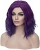 BERON Purple Wigs Women Short Curly Wavy Shoulder Length Hair Wig Girls 14" Side Part Synthetic Halloween Costume Cosplay Party or Daily Use Wig