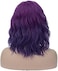 BERON Purple Wigs Women Short Curly Wavy Shoulder Length Hair Wig Girls 14" Side Part Synthetic Halloween Costume Cosplay Party or Daily Use Wig