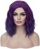 BERON Purple Wigs Women Short Curly Wavy Shoulder Length Hair Wig Girls 14" Side Part Synthetic Halloween Costume Cosplay Party or Daily Use Wig