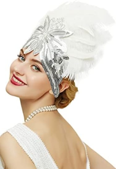 BABEYOND Carnival Feather Headpiece Showgirl Headband Women's Feather Pageant Headband 1920s Flapper Headband
