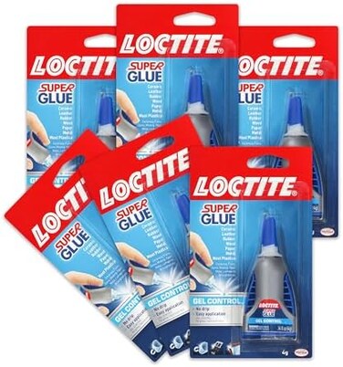 Loctite Super Glue Gel Control, Clear Superglue For Plastic, Wood, Metal, Crafts,Repair, Cyanoacrylate Adhesive Instant Glue, Quick Dry - 0.14 fl oz Bottle, Pack Of 6