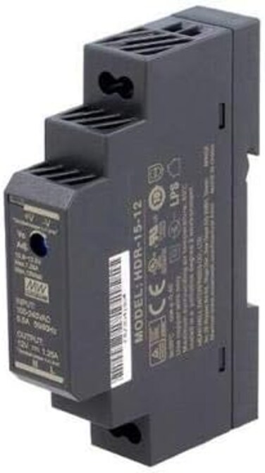 MEAN WELL MeanWell HDR-15-5 Ultra Slim Step-Shape 1SU DIN Rail Power Supply, 5V 2.4A 12W