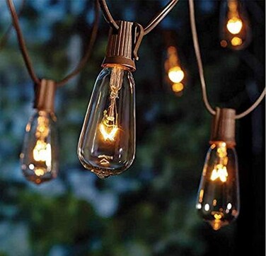 Goothy 20Ft Outdoor Patio String Lights,Set of 20 Glass ST40 Edison Style Bulb String Lights Garden/Backyard Party/Wedding Indoor String Lights(Plus 1 Extra Bulbs-Brown