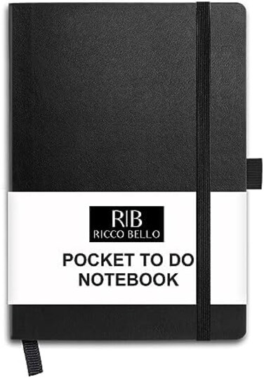 دفتر ملاحظات R B RICCO BELLO RB RICCO BELLO بغلاف مقوى وجيب، مزود بحلقة قلم وفاصل كتب، مقاس 4.25 × 6 بوصات