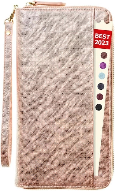 Apadi Travel Document Organizer - RFID Passport Wallet Case Family Holder Id Wristlet