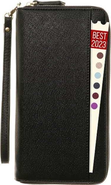 Apadi Travel Document Organizer - RFID Passport Wallet Case Family Holder Id Wristlet, 2 Black, Rfid Wallet