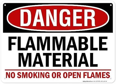 My Sign Center Danger Flammable Material No Smoking Or Open Flames - 10"x14" - .040 Rust Free Aluminum - Made in USA - UV Protected and Weatherproof - A82-116AL