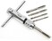 QISF Adjustable T-Handle Ratchet Tap Holder Wrench, 5 Pieces M3-M8 3mm-8mm, Silver