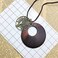 SIVITE Vintage Hollow Round Wooden Necklace Left Owl Tree of Life Charm Pendant Long Leather Chain Necklace