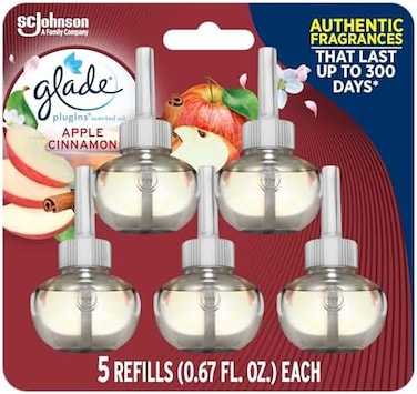 Glade PlugIns Refills Air Freshener, Scented and Essential Oils for Home and Bathroom, Apple Cinnamon, 3.35 Fl Oz, 5 Count
