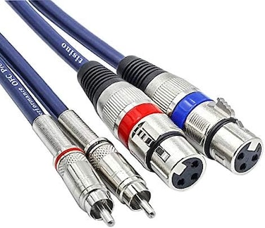 كابل TISINO مزدوج من نوع XLR أنثى إلى RCA، كابل توصيل عالي التحمل، كابل صوت ستيريو عالي الدقة، كابل ميكروفون، طوله 1.5 متر (5 أقدام).