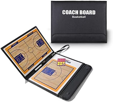 Wrzbest Basketball Coach Tactic Board,Foldable Erasable Coaches Strategy Clipboard,Training,Game Plan and CoachReferee Study Accessory