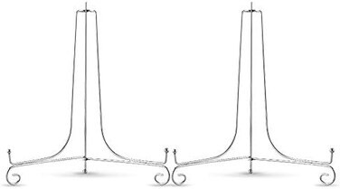 Artliving (2 pack12"Iron Plate Stand, Silver Iron Easel Plate Display Photo Holder Stand, Displays Picture Frames, Cookbooks, Decorative Plates, Tablets and Art