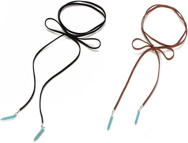 fxmimior (Black- Women Necklace Vintage Long Choker with Turquoise Pendant Rock Handmade Layered Necklace For Women (black