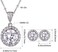 AMYJANE Halo Crystal Jewelry Set - Sterling Silver Round Cubic Zirconia Crystal Bridal Pendant Necklace Earrings Set for Wedding Bride Bridesmaids