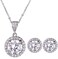 AMYJANE Halo Crystal Jewelry Set - Sterling Silver Round Cubic Zirconia Crystal Bridal Pendant Necklace Earrings Set for Wedding Bride Bridesmaids