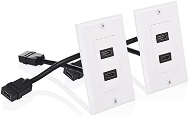 لوحة جدارية HDMI ثنائية المنافذ من Cable Matters، عبوة من قطعتين، باللون الأبيض (تدعم دقة 4K UHD وARC وتمرير إيثرنت).