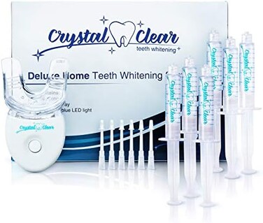 Crystal Clear Teeth Whitening Kit, USA Dentists Approved, Teeth Whitening Gel with LED Light, 30ml Gel and Tray