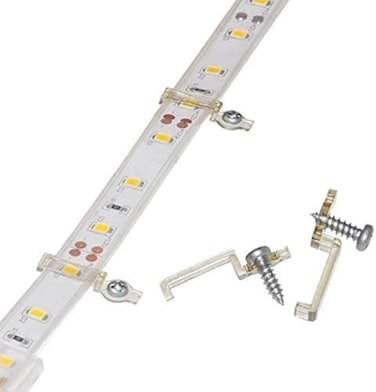 Griver 100 Pack Strip Light Mounting Brackets,Fixing Clips,One-Side Fixing,100 Screws Included (Ideal for 12mm Wide IP68 Silicone Cover Strips