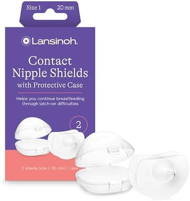Lansinoh Contact Shields for Breastfeeding, 2 Shields (20mmand Case