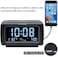 DreamSky Decent Alarm Clock Radio with FM Radio, USB Port for Charging, 1.2 Inch Blue Digit Display with Dimmer, Temperature Display, Snooze, Adjustable Alarm Volume, Sleep Timer.