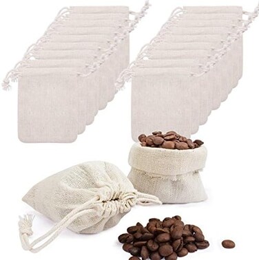 Hapdoo 24 Pack Cotton Muslin Bags with Drawstring Gift Bags Jewelry Pouches Sacks for Wedding Party and DIY Craft, 3 x 4 Inches, Presents, Festivals