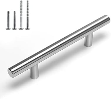 homdiy Brushed Nickel Cabinet Hardware Knobs Handles - HD201SN T Bar Kitchen Drawer Pulls Handles Stainless Steel 30 Pack Hole Centers:3-1/2in(90mmHD201SN
