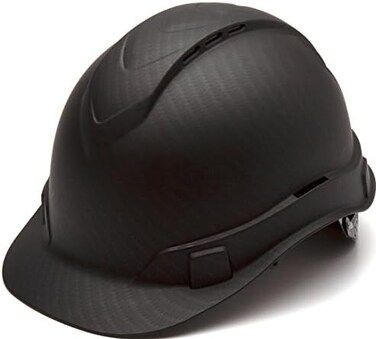 Pyramex Safety Ridgeline Pyramex Cap Style Hard Hat, Vented, 4-Point Ratchet Suspension, Black Graphite Pattern