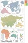 DECOWALL DLT-1809 Modern Pastel Tones World Map Kids Wall Stickers Wall Decals Peel and Stick Removable Wall Stickers for Kids Nursery Bedroom Living Room (XLarged?cor