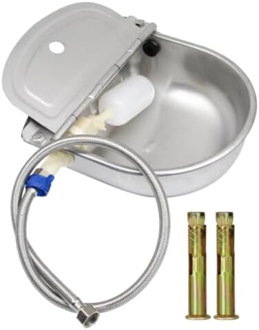 Lucky Farm Automatic Water Feeder Trough Bowl with Pipe for Cattle Horse Goat Sheep Dog Animals Stainless Pet Livestock Tool