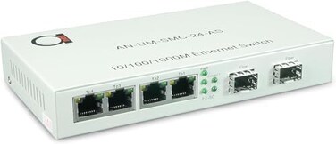 ADNET منفذان SFP مفتوحان، 4 منافذ نحاسية UTP Cat5e/Cat6 بسرعة 10/100/1000 - إيثرنت جيجابت - محول وسائط ألياف ضوئية - مفتاح صغير - استشعار تلقائي - منفذ SFP يدعم أي نوع Mini GBIC/SFP جيجابت